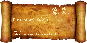 Mauskopf Kán névjegykártya